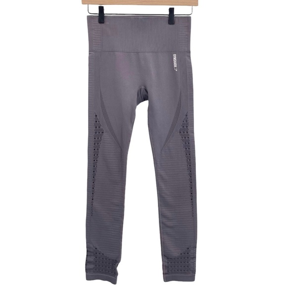 Gymshark Glow Seamless Tights Eyelet Cutout Athletic Leggings Brown/Gray | Sz XS - Picture 2 of 9